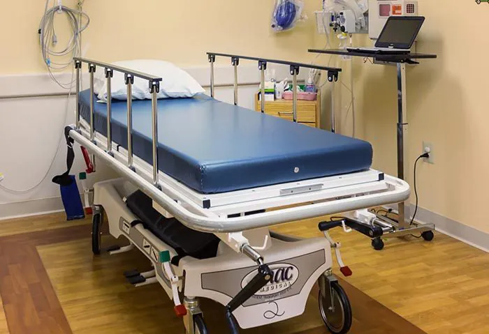 Recovery stretcher in a private bay at the Malvern surgery center