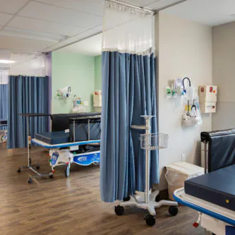 Curtained recovery bay at the Philadelphia surgery center